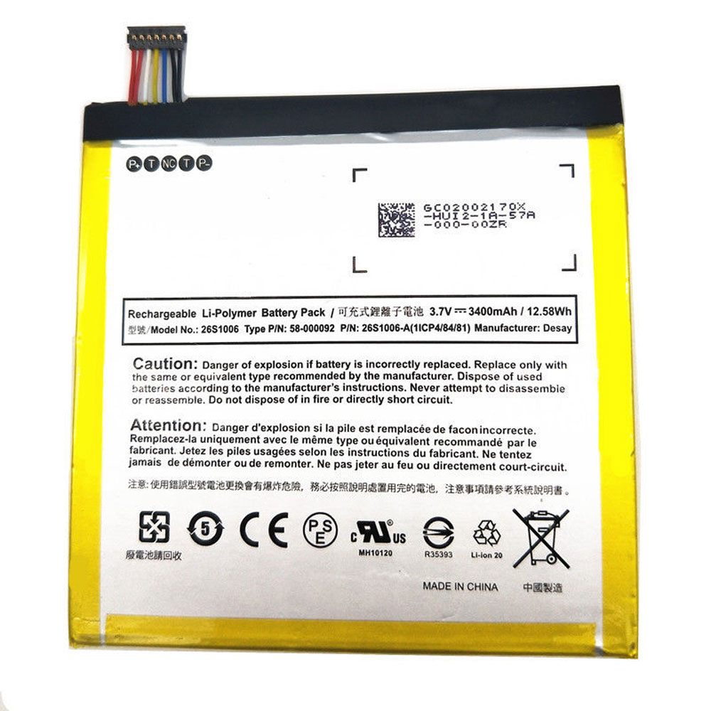 Batterie pour 3400MAH 3.7V/12.58WH 58-000092