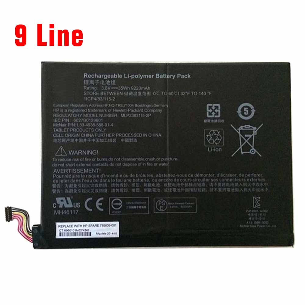 Batterie pour 35Wh/9220mAh 3.8V MLP3383115-2P