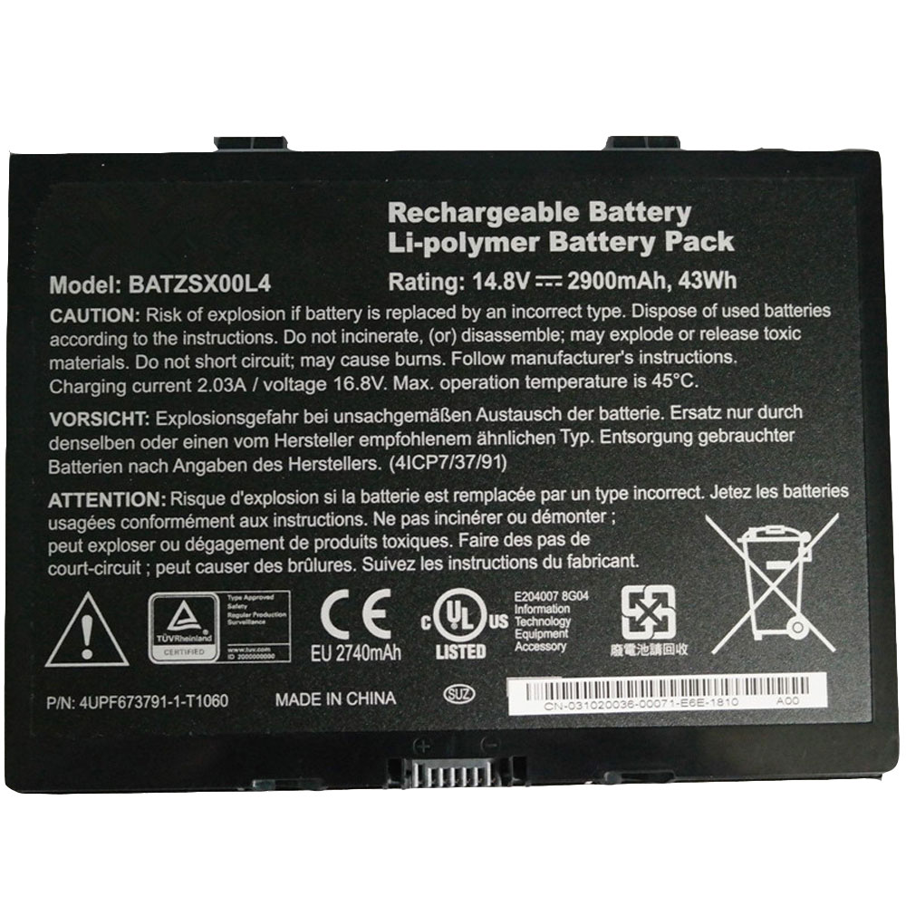 Batterie pour 2900MAH/43WH 14.8V BATZSX00L4