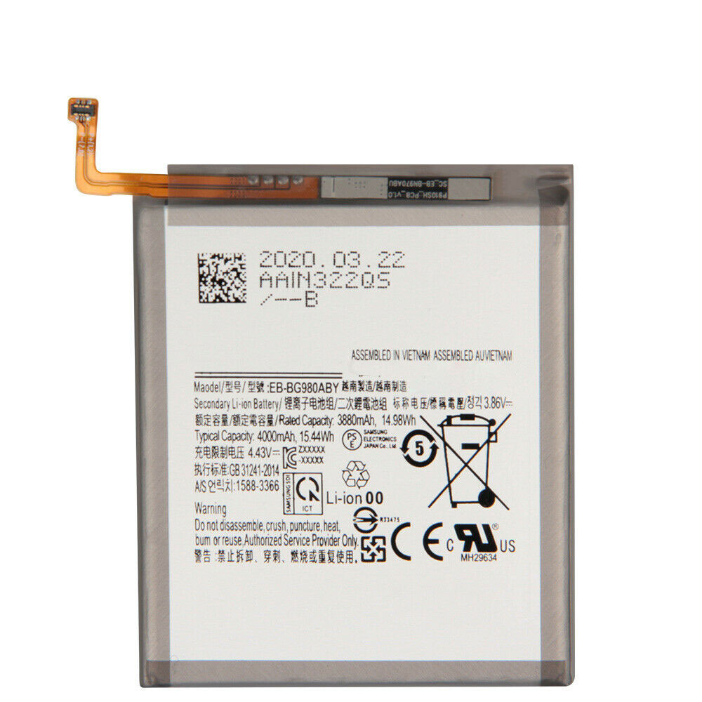 Batterie pour 3880mAh/14.98WH 3.86V/4.43V EB-BG980ABY