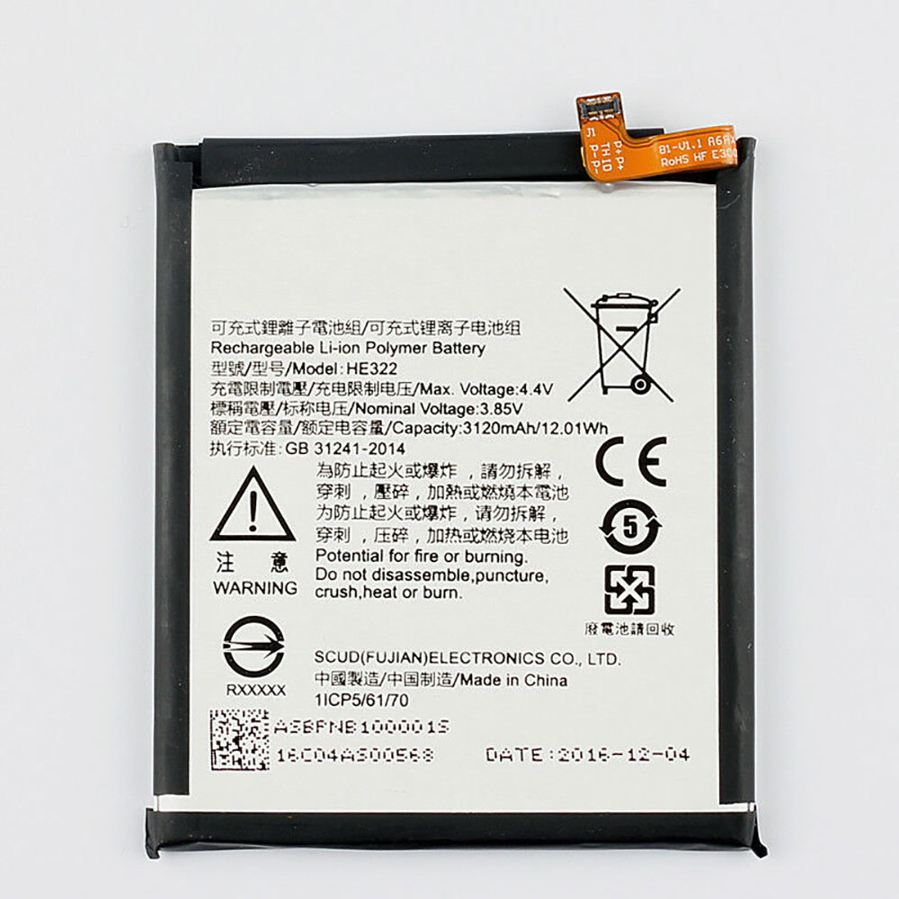 Batterie pour 3120mAh/12.01WH 3.85V/4.4V HE322