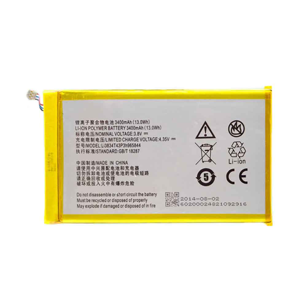 Batterie pour 3400mAh 3.8V Li3834T43P3h965844