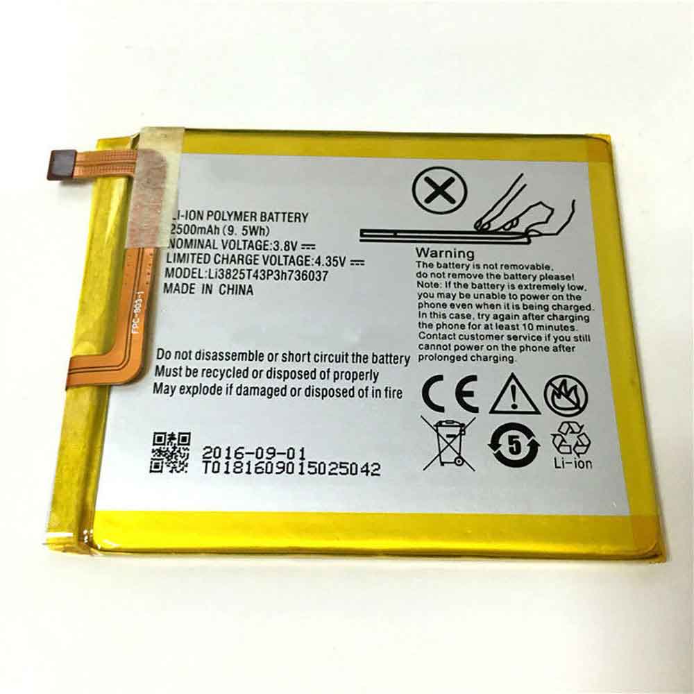 Batterie pour 2500mAh/9.5WH 3.8V 4.35V Li3825T43P3h736037