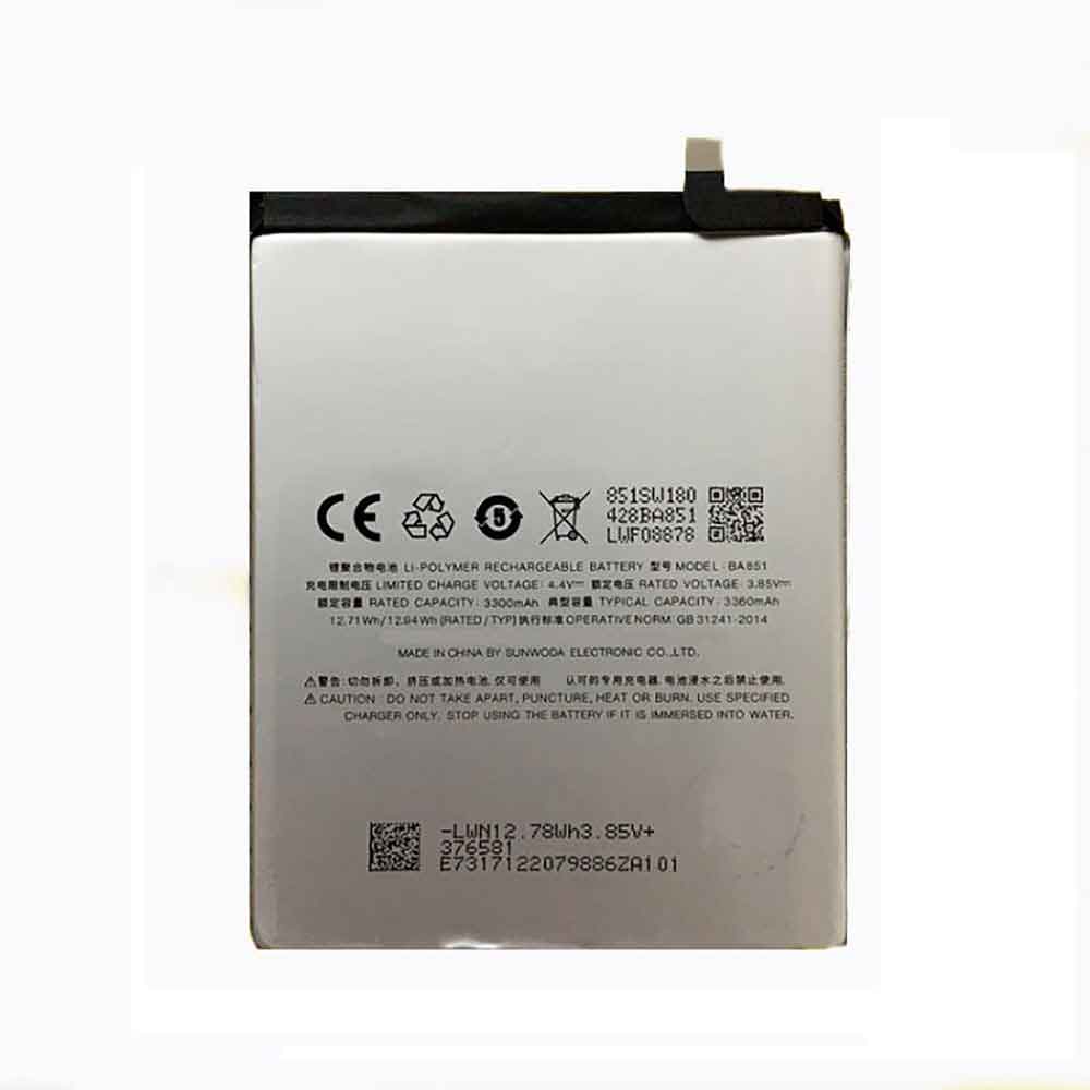 Batterie pour 3360mAh/12.94WH 3.85V 4.4V BA851