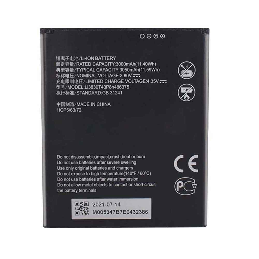 Batterie pour 3050mAh 3.8V Li3830T43P8h486375