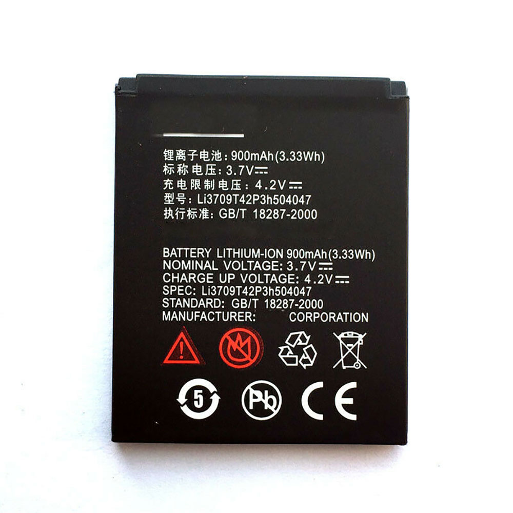 Batterie pour 900mAh/3.33WH 3.7V/4.2V Li3709T42P3h504047