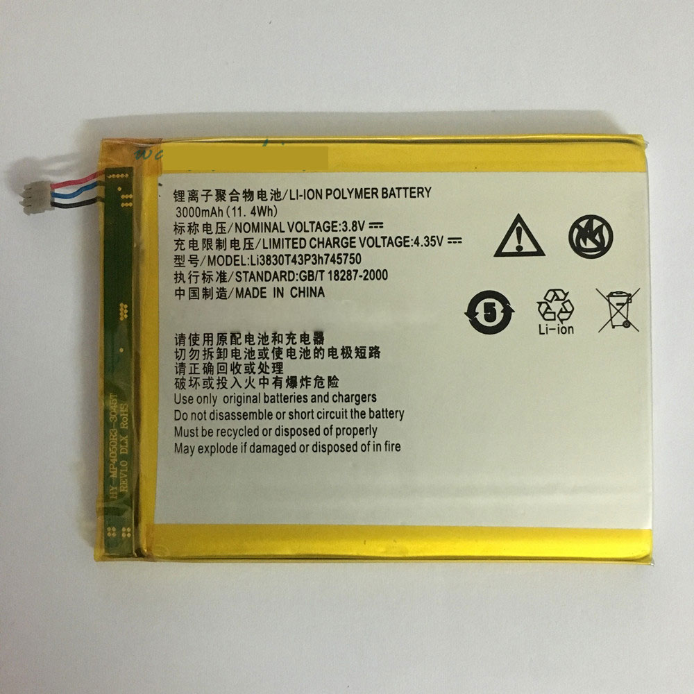 Batterie pour 3000mAh/11.4WH 3.8V/4.35V Li3830T43P3h745750