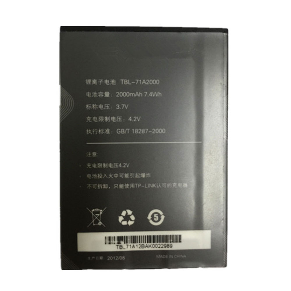 Batterie pour 2000mAh/7.4WH 3.7V/4.2V TBL-71A2000