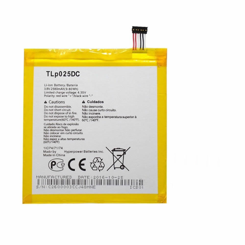 Batterie pour 2580MAH/9.8Wh 3.8V/4.35V TLP025DC