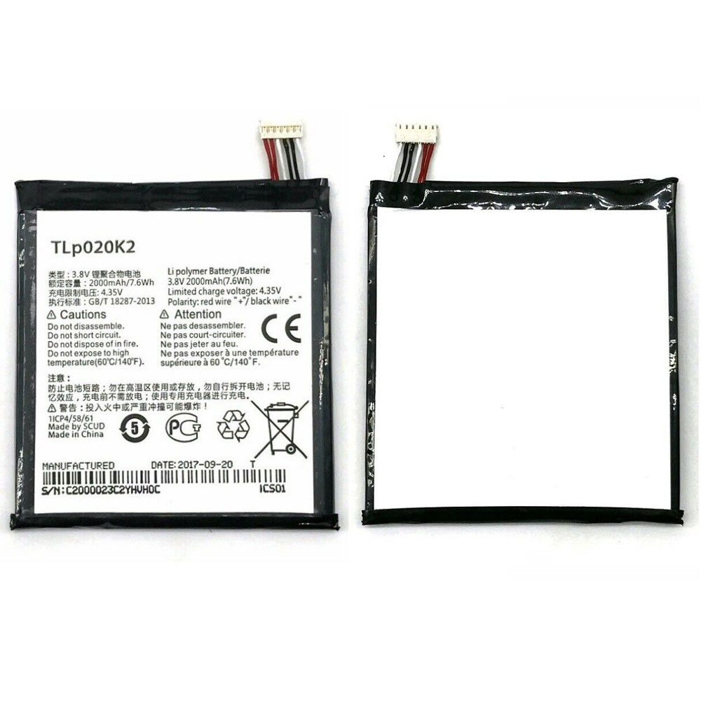 Batterie pour 2000mAh/7.6WH 3.8V/4.35V TLp020K2