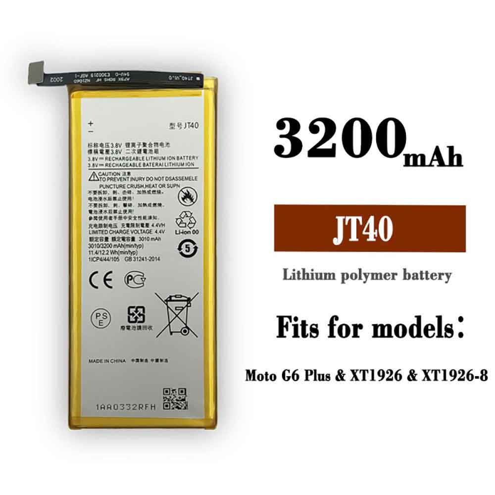 Batterie pour 3010mAh/11.4WH 3.8V 4.4V JT40