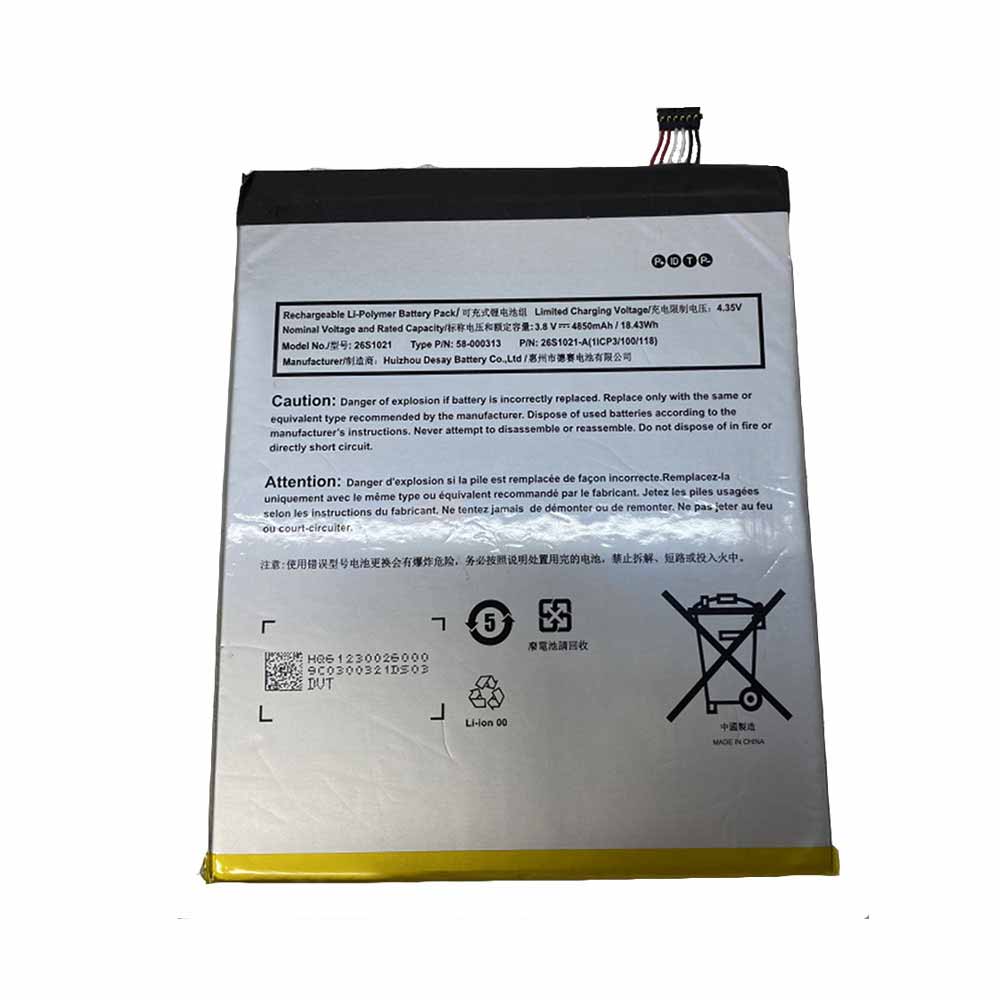 Batterie pour 4850mAh 18.43WH 3.8V 4.35V 58-000313