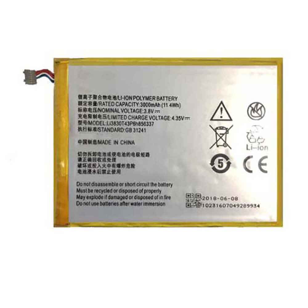 Batterie pour 3000mAh/11.4WH 3.8V 4.35V Li3830t43p6h856337