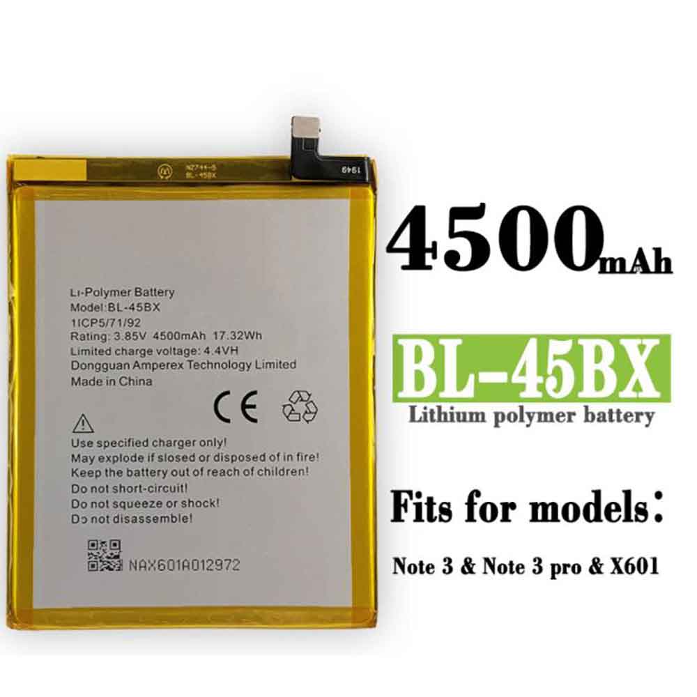 Batterie pour 4500mAh/17.32WH 3.85V 4.4V BL-45BX