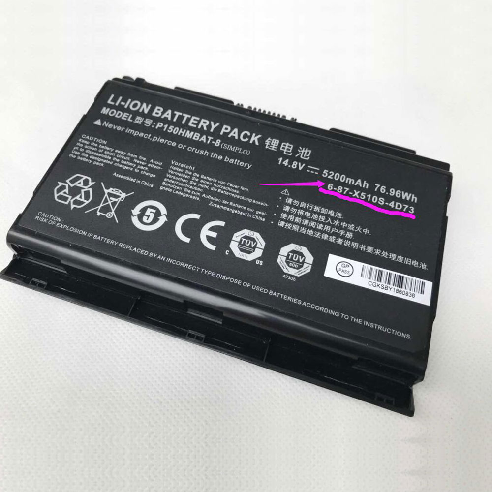 Batterie pour 5200mAh/76.96Wh 14.8V 6-87-X510S-4J7