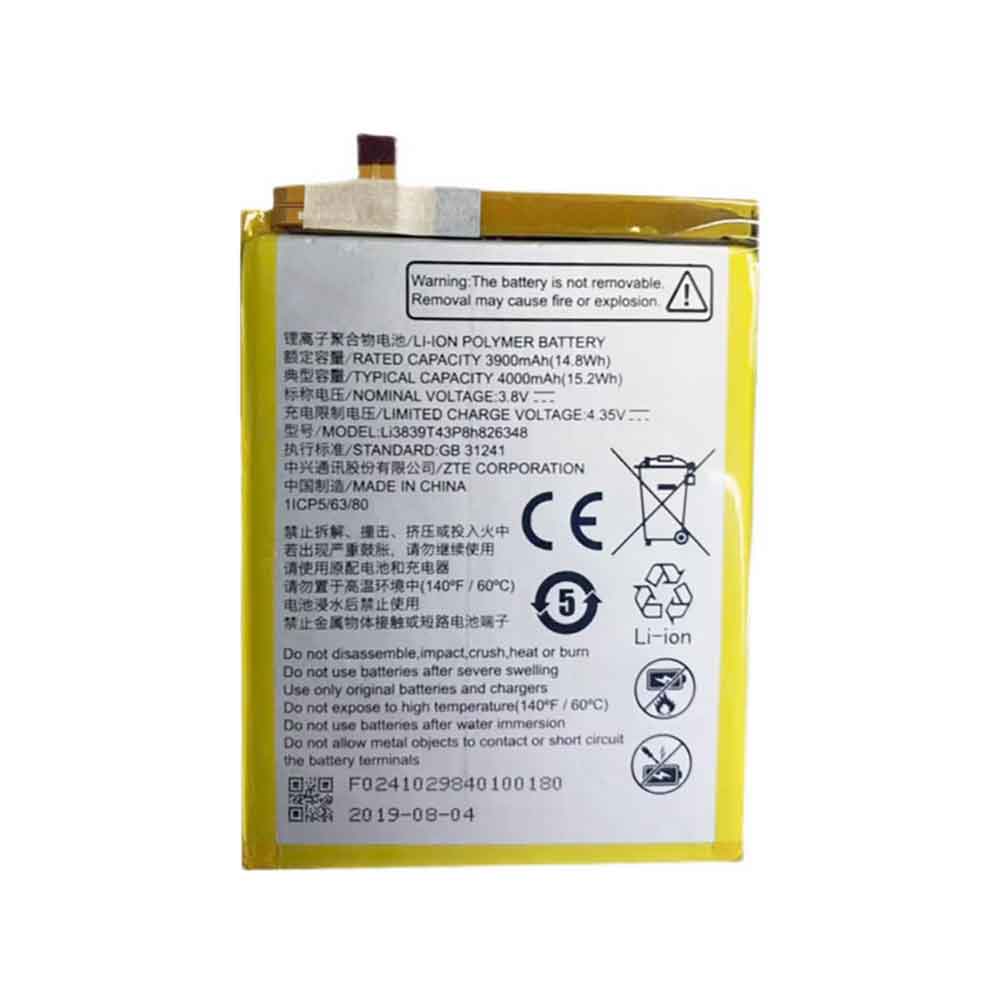 Batterie pour 4000mAh 3.8V Li3839T43P8h826348